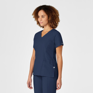 W123 Women's Mock Wrap Top (Colours: Navy, Clothing Size: XS)