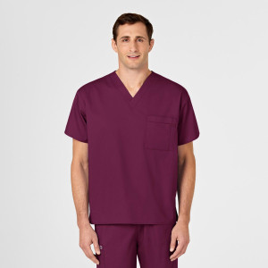 WonderWORK Unisex V-Neck Top By Special Order (Colours: Wine, Clothing Size: L)