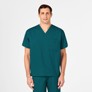 WonderWORK Unisex V-Neck Top (Colours: Caribbean Blue, Clothing Size: XS)