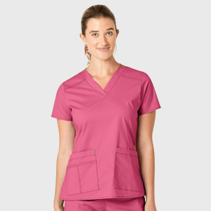 WonderFLEX Women's Verity V-Neck Top Sale (Colours: Papaya, Clothing Size: XL)