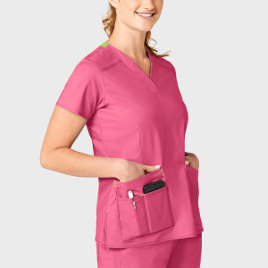 WonderFLEX Women's Verity V-Neck Top Sale (Colours: Papaya, Clothing Size: S)