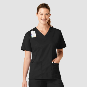 WonderWORK Women's V-Neck Top By Special Order (Colours: Black, Clothing Size: S)