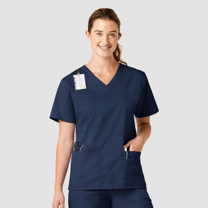 WonderWORK Women's V-Neck Top By Special Order (Colours: Navy, Clothing Size: XS)
