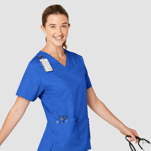 WonderWORK Women's V-Neck Top By Special Order (Colours: Royal Blue, Clothing Size: S)