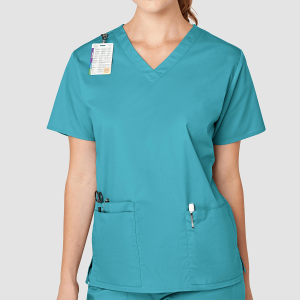 WonderWORK Women's V-Neck Top By Special Order (Colours: Teal, Clothing Size: S)