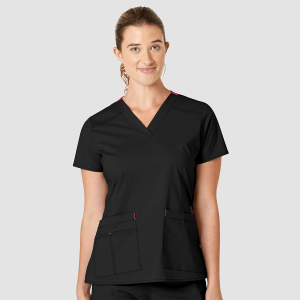 WonderFLEX Women's Verity V-Neck Top (Colours: Black, Clothing Size: S)