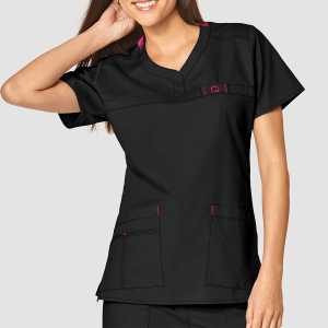 WonderFLEX Women's Patience Curved Notch Neck Top (Colours: Black, Clothing Size: XS)
