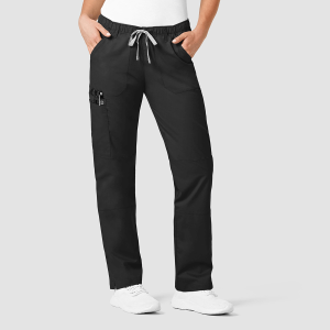 WonderWORK Women's Drawstring Cargo Trousers (Colours: Black, Clothing Size: XS, Leg length: Petite 72cm)