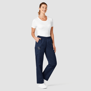 WonderWORK Women's Pull-On Cargo Trousers By Special Order (Colours: Navy, Clothing Size: XL, Leg length: Regular 79cm)