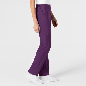 W123 Women's Flat Front Cargo Trousers By Special Order (Colours: Eggplant, Clothing Size: L, Leg length: Regular 79cm)
