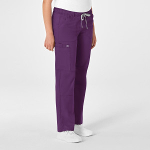 WonderWORK Women's Drawstring Cargo Trousers (Colours: Eggplant, Clothing Size: XS, Leg length: Regular 79cm)