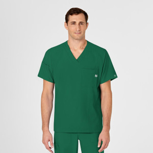 W123 Men's V-Neck Top (Colours: Hunter Green, Clothing Size: XS)