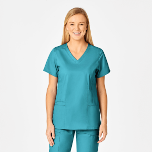 WonderWORK Women's Fitted V-Neck Top (Colours: Teal, Clothing Size: S)
