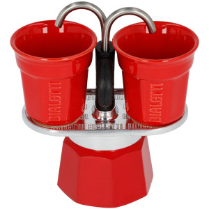 Kawiarka Bialetti Mini Express 2tz + filiżanki czerwona