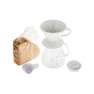 Hario zestaw V60-02 dripper ceramiczny + serwer biały