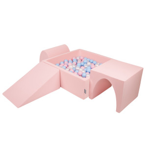 Dodatki damskie > test damska > Dodatki damskie > KiddyMoon Spielplatz aus Schaumstoff mit Quadrat Bällebad Bälle Hindernisläufen, pink:babyblue/puderrosa/perle, Bällebad (200 Bälle) + Versio