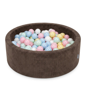 Dodatki damskie > test damska > Dodatki damskie > KiddyMoon Bällebad für Kinder aus Schaumstoff, weicher Rippbezug, abnehmbarer Bezug, waschbar, Braun: Pastellblau/Pastellgelb/Weiß/Minze/Pude