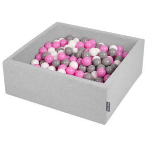 Dodatki damskie > test damska > Dodatki damskie > KiddyMoon Bällebad Bällepool mit bunten Bällen ∅ 7Cm für Babys Kinder Quadrat, hellgrau:grau/weiß/hellpink, 90 x 30 cm 200 Bälle