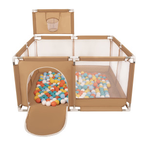 Dodatki damskie > test damska > Dodatki damskie > Laufstall mit Korb und Bällen Laufgitter für Kinder, beige:weiß/gelb/orange/babyblau/türkis, 400 Bälle