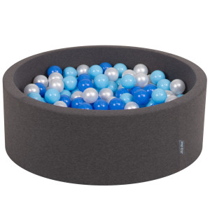 Dodatki damskie > test damska > Dodatki damskie > KiddyMoon Bällebad Bällepool mit bunten Bällen ∅ 7Cm für Babys Kinder Rund, Dunkelgrau, 90 x 30 cm 300 Bälle