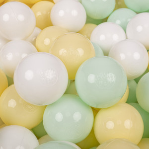 Dodatki damskie > test damska > Dodatki damskie > KiddyMoon Kinder Bälle für Bällebad Baby Spielbälle Plastikbälle ∅7cm Made in EU, pastellgelb/weiß/minze, 700 Bälle/7cm
