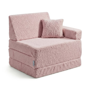 Dodatki damskie > test damska > Dodatki damskie > KiddyMoon Kindersessel Für Kinder mit Kissen, Teddy-Plüsch, Aufklappen Sessel Für Kinderzimmer Stuhl Faltmatratze, rosa, Kindersofa mit Kisse