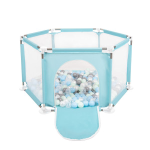 Dodatki damskie > test damska > Dodatki damskie > Sechseckiger Laufstall mit Bällen Laufgitter für Kinder, Minze:perle/grau/transparent/babyblau/minze, 100 Bälle
