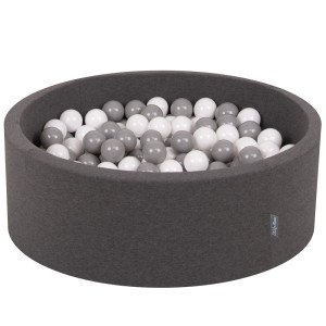 Dodatki damskie > test damska > Dodatki damskie > KiddyMoon Bällebad Bällepool mit bunten Bällen ∅ 7Cm für Babys Kinder Rund, Dunkelgrau, 90 x 30 cm 200 Bälle