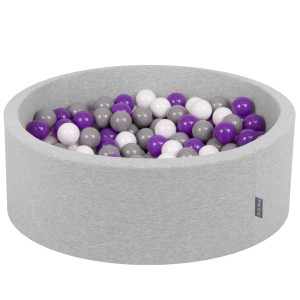 Dodatki damskie > test damska > Dodatki damskie > KiddyMoon Bällebad Bällepool mit bunten Bällen ∅ 7Cm für Babys Kinder Rund, hellgrau:weiß/grau/violett, 90 x 30 cm 300 Bälle