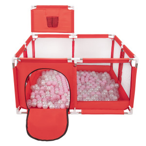 Dodatki damskie > test damska > Dodatki damskie > Laufstall mit Korb und Bällen Laufgitter für Kinder, Rot:puderrosa/perle/transparent, 100 Bälle