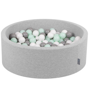 Dodatki damskie > test damska > Dodatki damskie > KiddyMoon Bällebad Bällepool mit bunten Bällen ∅ 7Cm für Babys Kinder Rund, hellgrau:weiß/grau/minze, 90 x 30 cm 200 Bälle