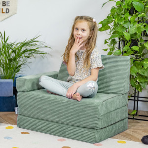 Dodatki damskie > test damska > Dodatki damskie > KiddyMoon Kindersessel aus Schaumstoff Sessel für Kinder Kinderzimmer Faltmatratze Relaxsessel Kuschelsessel, grün, Kindersofa mit Kissen