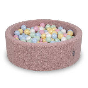 Dodatki damskie > test damska > Dodatki damskie > KiddyMoon Bällebad für Baby mit Teddy-Plüsch, Größere 7 cm Bälle für Eine Vollere Füllung, ab 8 Monaten, Abnehmbarer Bezug, Rosa: Pastellblau
