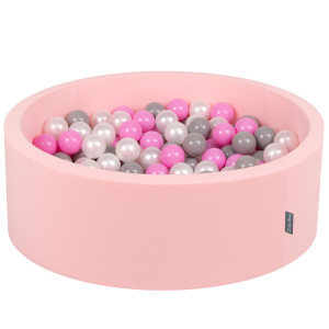 Dodatki damskie > test damska > Dodatki damskie > KiddyMoon Bällebad Bällepool mit bunten Bällen ∅ 7Cm für Babys Kinder Rund, pink:perle/grau/pink, 90 x 30 cm 200 Bälle