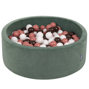 Dodatki damskie > test damska > Dodatki damskie > KiddyMoon Rund Bällebad Velvet Bällepool ∅ 7Cm Ballgruben Für Babys Spielbad Kleinkinder, Hergestellt in der EU, waldgrün: lachsfarben/braun/