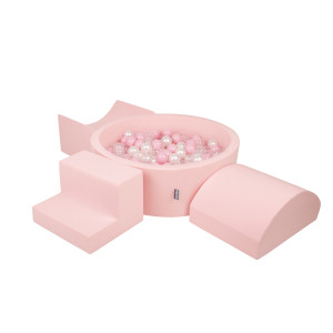Dodatki damskie > test damska > Dodatki damskie > KiddyMoon Spielplatz aus Schaumstoff mit Bällebad und Bälle Hindernisläufen, pink:puderrosa/perle/transparent, Bällebad (200 Bälle) + Version