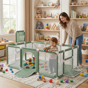Dodatki damskie > test damska > Dodatki damskie > Laufstall Baby Großer Spielplatz mit Bällen Laufgitter für Kinder, grün, Ohne Bälle