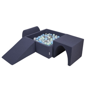 Dodatki damskie > test damska > Dodatki damskie > KiddyMoon Spielplatz aus Schaumstoff mit Quadrat Bällebad Bälle Hindernisläufen, dunkelblau:perle/grau/transparent/babyblue/minze, Bällebad (