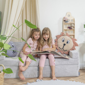 Dodatki damskie > test damska > Dodatki damskie > KiddyMoon Kindersofa aus Schaumstoff, Spielsofa für Kinder, Kindersessel, Sofa fürs Kinderzimmer, Kindercouch, Faltmatratze, hellgrau, Kinder