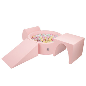 Dodatki damskie > test damska > Dodatki damskie > KiddyMoon Spielplatz aus Schaumstoff mit Bällebad und Bällen Hindernisläufen, pink:pastellbeige/pastellgelb/weiß/minze/puderrosa, Bällebad (2