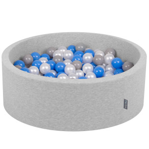 Dodatki damskie > test damska > Dodatki damskie > KiddyMoon Bällebad Bällepool mit bunten Bällen ∅ 7Cm für Babys Kinder Rund, hellgrau:perle/grau/blau, 90 x 30 cm 300 Bälle