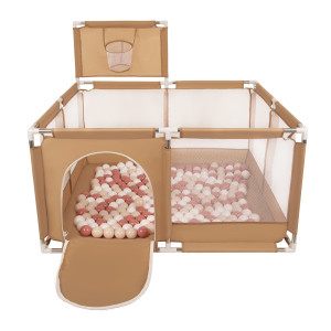 Dodatki damskie > test damska > Dodatki damskie > Laufstall mit Korb und Bällen Laufgitter für Kinder, beige:pastellbeige/lachsfarben/weiß, 100 Bälle