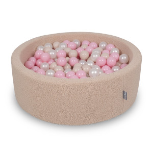 Dodatki damskie > test damska > Dodatki damskie > KiddyMoon Bällebad für Baby mit Teddy-Plüsch, Größere 7 cm Bälle für Eine Vollere Füllung, ab 8 Monaten, Abnehmbarer Bezug, Beige: Pastellbei