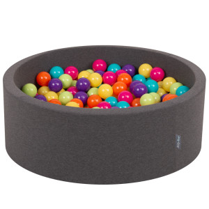 Dodatki damskie > test damska > Dodatki damskie > KiddyMoon Bällebad Bällepool mit bunten Bällen ∅ 7Cm für Babys Kinder Rund, Dunkelgrau, 90 x 30 cm 200 Bälle