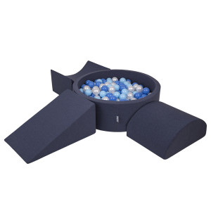 Dodatki damskie > test damska > Dodatki damskie > KiddyMoon Spielplatz aus Schaumstoff mit Bällebad und Bällen Hindernisläufen, dunkelblau:babyblue/blau/perle, Bällebad (300 Bälle) + Version 
