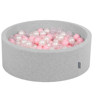 Dodatki damskie > test damska > Dodatki damskie > KiddyMoon Bällebad Bällepool mit bunten Bällen ∅ 7Cm für Babys Kinder Rund, hellgrau:rosa/perle/transparent, 90 x 30 cm 200 Bälle