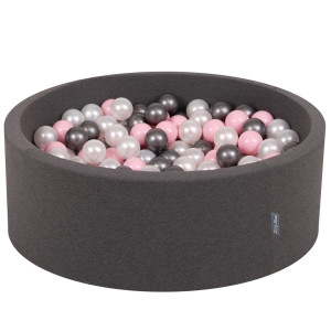 Dodatki damskie > test damska > Dodatki damskie > KiddyMoon Bällebad Bällepool mit bunten Bällen ∅ 7Cm für Babys Kinder Rund, Dunkelgrau, 90 x 30 cm 200 Bälle