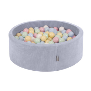Dodatki damskie > test damska > Dodatki damskie > KiddyMoon Bällebad Kinder Schaumstoff Mit Bälle Für Baby ab 1 Jahr, dunkelgrau: pastellblau/pastellgelb/weiß/minze/puderrosa, 90 x 30 cm 200 