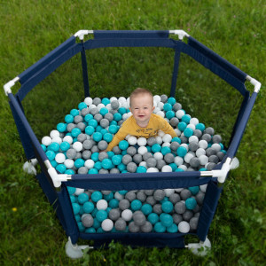 Dodatki damskie > test damska > Dodatki damskie > Sechseckiger Laufstall mit Bällen Laufgitter für Kinder, Blau:grau/weiß/türkis, 100 Bälle