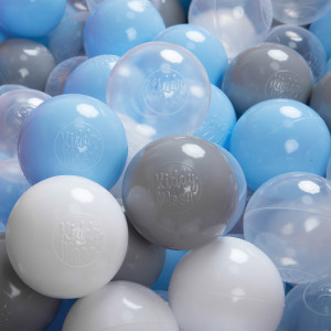 Dodatki damskie > test damska > Dodatki damskie > KiddyMoon Kinder Bälle für Bällebad Baby Plastikbälle Spielbälle ∅6cm Made in EU, grau/weiß/transparent/babyblau, 200 Bälle/6cm